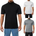 Men Basic T-shirts, Short Sleeve Pullover Tops Solid Color Slim Fit Turtleneck Tee Tops. 