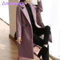 Autumn Women Coat Stylish Fall Winter Women's Overcoat Trendy Solid Color Turn-down Collar Long Sleeve Cardigan with Belted Button Closure Mid Length Loose Lady Coat Perfect for Southeast Asian. 
