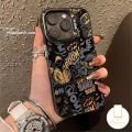 Trendy Brand Cool Comic Boy Soft Case Compatible for IPhone 17 16 11 7Plus 13 14 11 15 12 Pro Max 7 8 14 Plus XR X XS Max SE 2020 Luxury Plating Metal Lens Graffiti English Label Cover. 