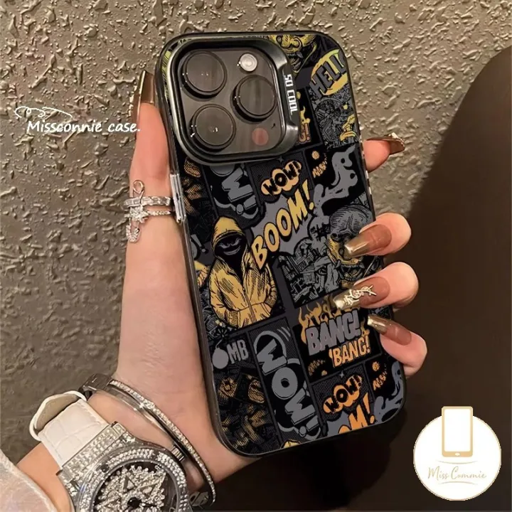Trendy%20Brand%20Cool%20Comic%20Boy%20Soft%20Case%20Compatible%20for%20IPhone%2017%2016%2011%207Plus%2013%2014%2011%2015%2012%20Pro%20Max%207%208%2014%20Plus%20XR%20X%20XS%20Max%20SE%202020%20Luxury%20Plating%20Metal%20Lens%20Graffiti%20English%20Label%20Cover%20-%20Image%203