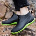 Summer Rain Boots Men's Trendy Fashion Short Rain Shoes Men's Rain Boots Women's Short Waterproof Shoe Cover Non-Slip Car Wash Kitchen Rubber Shoes. 