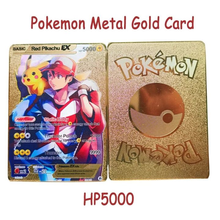 pokemon cards golden New Pokemon Metal Gold Card Mewtwo Eevee Arceus Energy Card Gengar Ash Ketchum Rare Game Collection Battle Trainer Card Kid GiftParty Games Crafts