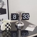 Flip Digital Clock Small Scale Table Clock Retro Flip Clock Stainless Steel Flip Internal Gear Operated Quartz Clock Home Decor. 