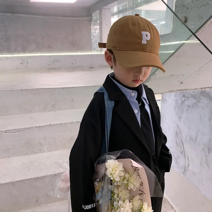Letter%20P%20Embroidered%20Baby%20Baseball%20Cap%20for%20Girl%20Boy%20Summer%20Sunscreen%20Kids%20Hat%20Children%20Solid%20Color%20Hip%20Hop%20Hats%202-7Y%20-%20Image%203