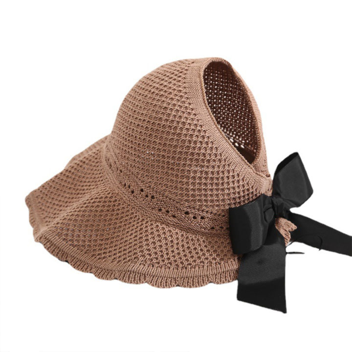 Yfashion%20Straw%20Hat%20Korean%20Style%20Sun%20Hat%20Women'S%20Fashion%20Hollow%20Hat%20Summer%20Travel%20Foldable%20Sun%20Hat%20Big%20Brim%20Bow%20Straw%20Hat%20Wholesale%20-%20Image%203