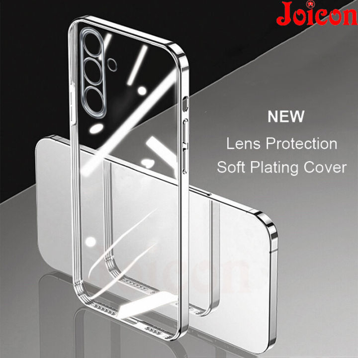 Transparent Phone Case For Samsung Galaxy A55 A35 A25 A15 A14 A24 A34 A54 A25 5G A05S A05 A52/A52S 5G A32 A72/ A53 5G/A33 A23 5G S24 Ultra S23 S22+ S21 Fe Ultra Phone Case Soft TPU Electroplating Clear Lens Protection Back Cover