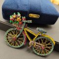 Fashion Women Men Vintage Baroque Bicycle Flower Full Crystal Badges Pins Palace Unisex Exquistie Bike Jewelry Accessories. 