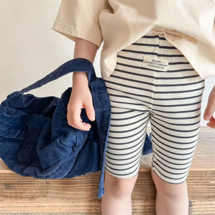 Girl Skinny Shorts Baby Striped Simple Leggings Children Summer