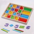 Wooden Computation Study Box for Basic Math Calculations for Children. 
