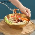 Noodle Bowl with Anti-slip Texture Korean Style Stainless Steel Soup Bowl Golden Silver Color Home Kitchen Utensils Stainless Steel Dessert Bowl. 