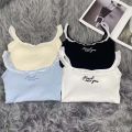 New Women's lace trim top sweet vest camisolet lace lettering cute sleeveless tank top for girls summer u-neck crop top. 