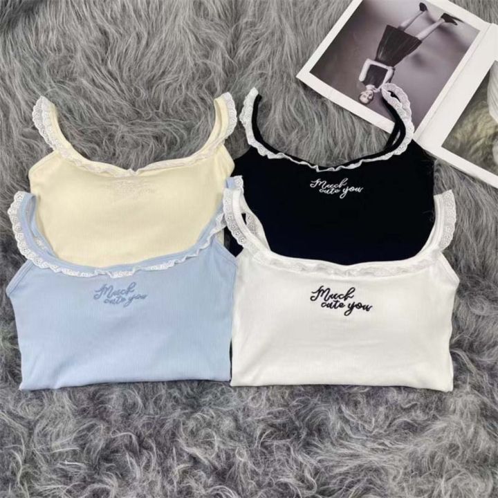 New%20Women's%20lace%20trim%20top%20sweet%20vest%20camisolet%20lace%20lettering%20cute%20sleeveless%20tank%20top%20for%20girls%20summer%20u-neck%20crop%20top%20-%20Image%205