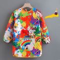 Kids Long Sleeved Printing Bib Waterproof Gown Graffiti Apron for Children Boys Girls Art Craft Paint Drawing Dressing New Type. 