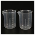 2 pcs 50 ml laboratory plastic water liquid measuring cup Transparent. 