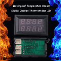 Dual Red LED Digital Display Thermometer Waterproof Temperature Sensor 0.56 Inch. 