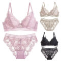 Women Lace Underwear Set Push up Bra Brassiere See Through Elastic Briefs. 