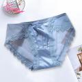 Muses Mall Lace Panties Lace Trim Low-rise Briefs Ice Silk Underwear for Daily Wear. 