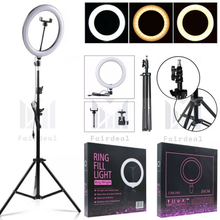 10"%20inch%20LED%20Ring%20Light%20with%207%20Ft%20Tripod%20Stand%20Combo%20and%20Phone%20Holder%20-%20Image%204