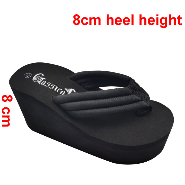 【WEJA】Fnova 8cm Thick Sole Wedges Soft Rubber Flip Flops for Women Summer Clip Toe Chunky Platform Sandals Woman Non Slip Slippers Outdoor Slides 2024