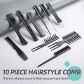 10Pcs Hairdressing Comb Set Hair Styling Pro Kit Professional Barber Salon Gift Black Color Set Portable Set Hair Care Style Accessory Comb for Women Men. 
