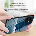 Biruiqu For Samsung Galaxy A05 Shockproof Starry Colorful Tempered Glass Back Soft Silicone Edge Case Cover. 