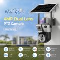 4K 8MP 4G Solar Battery Camera 4G Sim Card Dual Lens Dual Screen Outdoor Security Protection PTZ Cam PIR Human Detection CCTV. 