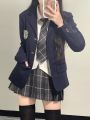 jk Uniform Suit Genuine Suit Jacket Women's College Style Cute Plaid Skirt Full Suit Spring and Autumn Three-Piece Women's Clothing. 