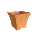 Plastic Flower Pot Weave Design Square Shape for Home Gardening - Width 24cm Height 21cm. 