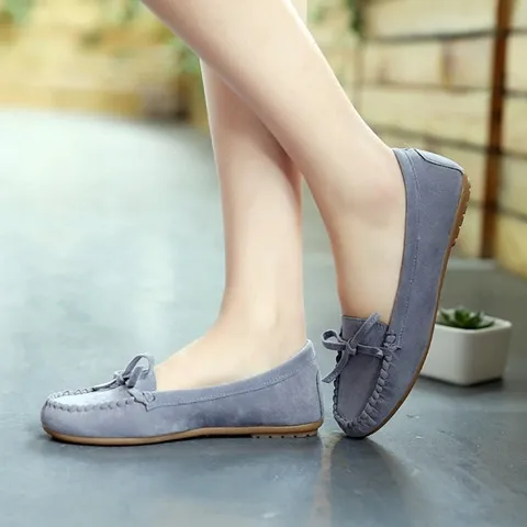 【ZOSR】Export Spring Suede Slip-on Shoes Women's Korean Style Flats Bean Bag Casual Women's Thin Shoes Large Size Shoes Trendy Maternity Shoes