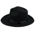 Unisex Men Women Hats Caps Panama Fedora Trilby Straight Wide Brim Hard Felt Black. 