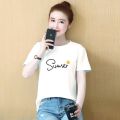Summer Korean Style Letter White Short SleeveTShirt Female Student All-Matching Loose Half-Sleeved T-shirt Young Girls Girlfriends Top Clothes. 