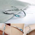 Fashion Lady Silver Plated Chain Bracelet Charm Cuff Peacock Blue Bangle Jewelry pulseiras simples бижутерия винтаж. 