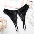 Crotchless Women Thongs G Strings Lace Low- Open Crotch Briefs For Transparent Underwear. 