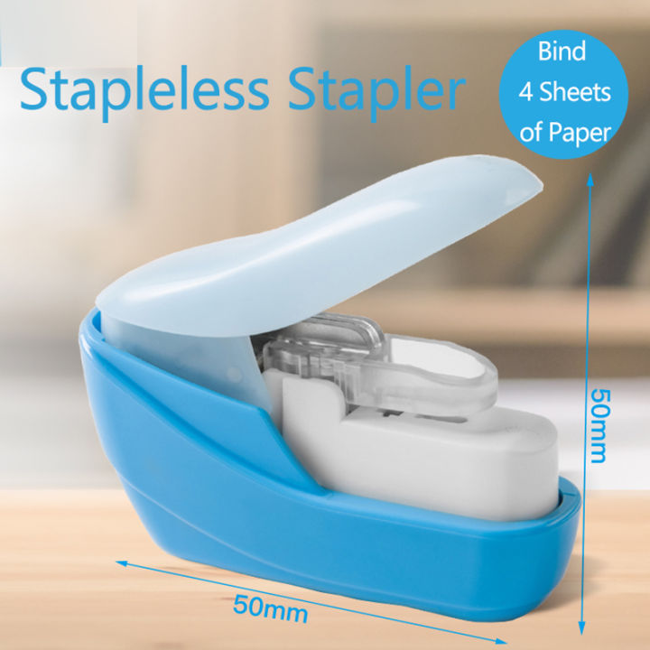【HOT】 Book Paper Stapling Mini Portable Stapleless Stapler School Office Supplies