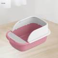Cat Easy to Clean Anti Splashing Kitty Litter Pan with Cat Sandbox Pet Litter Tray. 