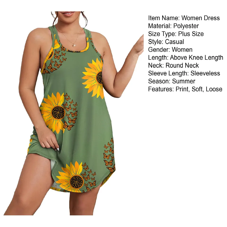 Women Sleeveless Summer Dress Plus Size Colorblock Sleeveless A