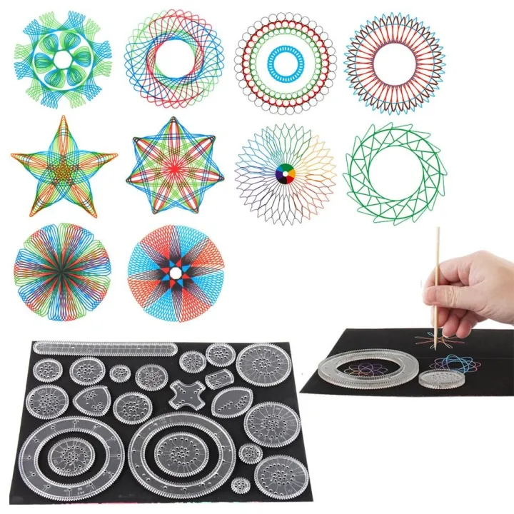 5/12/22PCS%20Durable%20Interlocking%20Gears%20Wheels%20Spirograph%20Plastic%20Special%20Shaped%20Drawing%20Toys%20Set%20Geometric%20Ruler%20School%20Office%20-%20Image%204
