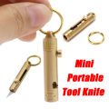Tools Brass Mini Portable Retractable Cutter Cutting Paper Office Stationery Key Chain YULING. 