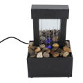 Indoor Tabletop Water Fountain Mirrored USB LED Waterfall Fountain 2 Hours Auto Power Off with Stone for Office. 