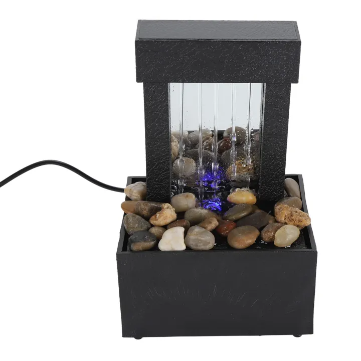 Indoor%20Tabletop%20Water%20Fountain%20Mirrored%20USB%20LED%20Waterfall%20Fountain%202%20Hours%20Auto%20Power%20Off%20with%20Stone%20for%20Office%20-%20Image%202