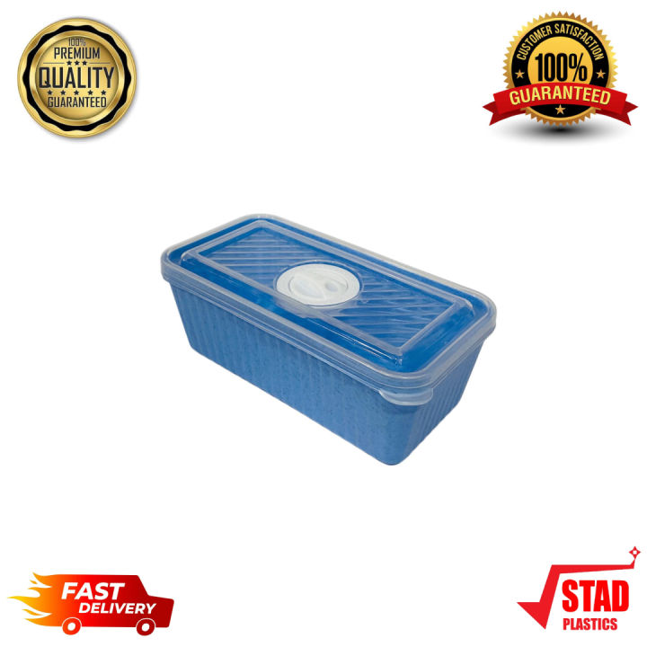 1 Piece Marble Blue color Plastic Food Container with Transparent lid (RECTANGULAR SMALL) Kitchen Grain Spicy Curry Lunch Box