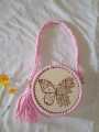 Crochet wooden base bag. 