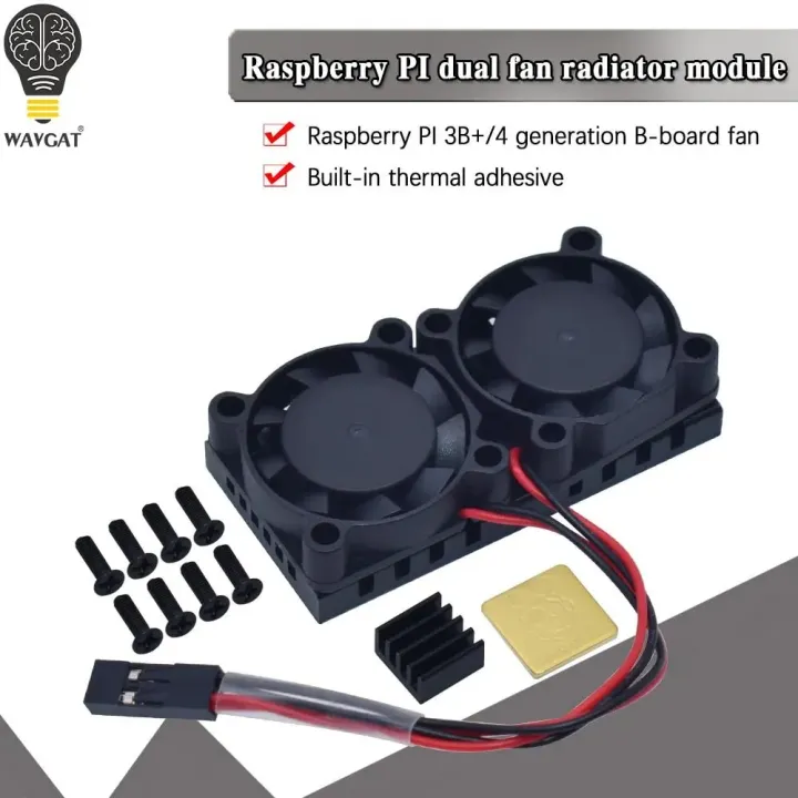 Raspberry Pi 4 Model B,3B+ Dual Fan with Pi 4B Heatsink Kit, Cooling ...