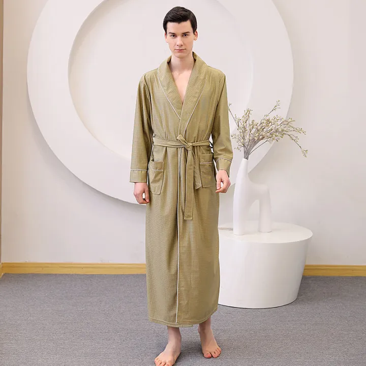 Bathrobe%20Men's%20Summer%20Swimming%20Absorbent%20Thin%20Bathrobe%20Long%20plus%20Size%20Men's%20Robes%20Long%20Sleeve%20Spring%20and%20Autumn%20Ice%20Silk%20Pajamas%20-%20Image%203