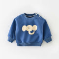Kid Cartoon Elephant Plus Velvet Casual Hoodies Autumn Winter Boy Girl Baby Thicken Warm Tops Children Cotton Print Sweatshirt. 