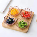 Small Glass Dish Nordic Style Gold Inlay Glass Sauce Bowl BBQ Seasoning Dipping Flower Petal Bowl Glass Seasoning Dish. 