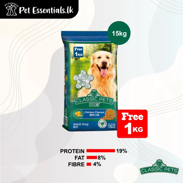Classic Pets Adult Dog Food 15kg ( 1Kg Free )
