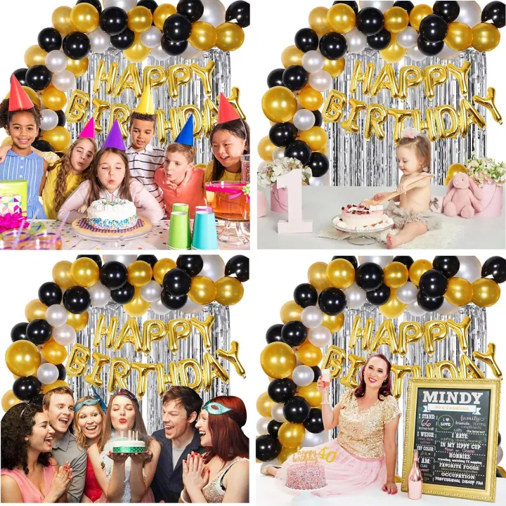 Party%20Propz%20Happy%20Birthday%20Decoration%20Kit%20Combo%20-%2053Pcs%20Black%20Golden%20Silver%20Items%20Set%20with%202Pcs%20Silver%20Foil%20Curtain,50%20Pcs%20-%20Image%203