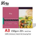 Campap Arto Sketch Drawing Paper Pad A3 150gsm/20 Sheet - Multi-Purpose Paper Pad, Sketching, Marker, Crayon, Water colour Paper. 