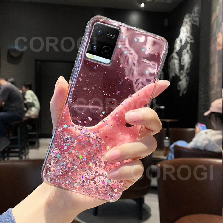 DOINK Cover Pendenza Colorato Per Vivo Y21 / Y21S / Y33S – Custodia Traslucida TPU Con Paraurti – Oro Rosa